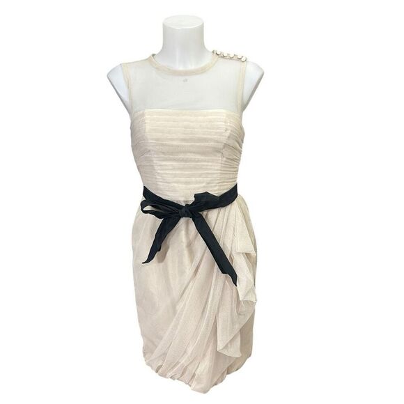 White by Vera Wang Pleated Layered Mini Organza Dress Formal Cocktail‎ sz 2 NEW - Picture 1 of 11
